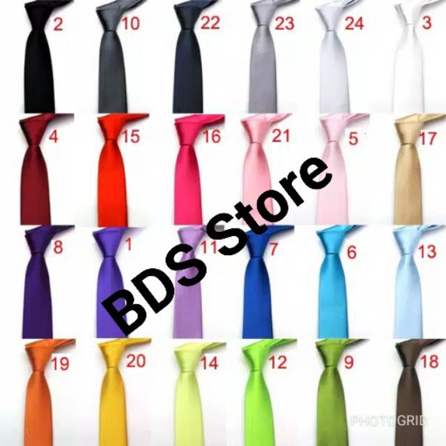 Dasi polos satin slim 2 inch dan medium 3 inch banyak warna