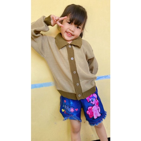 Sweater Cardigan rajut Anak Kemeja wanita