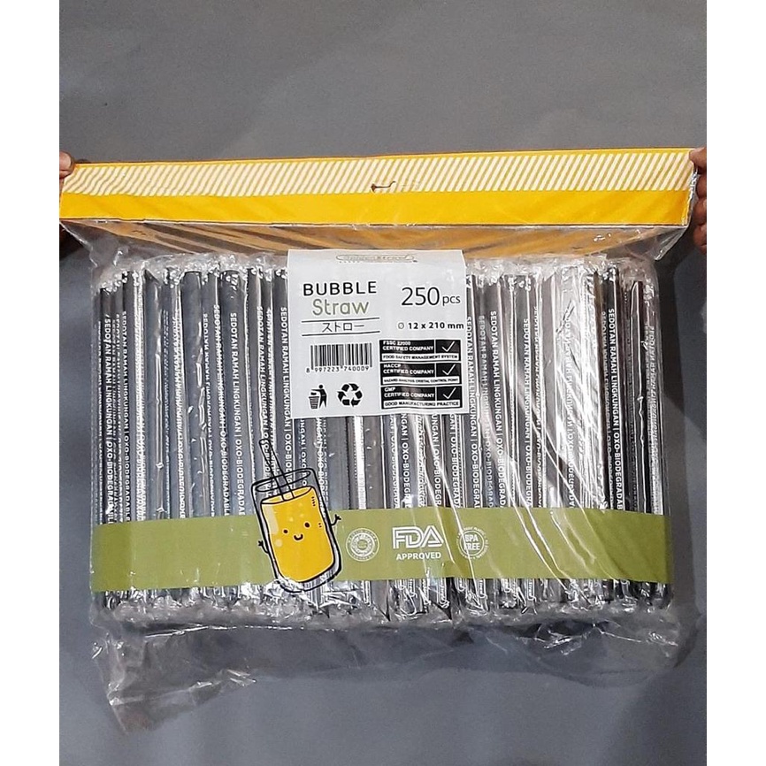 SEDOTAN BOBA HITAM 12 MM isi 250 pcs Golden Straw / SEDOTAN BOBA 1221