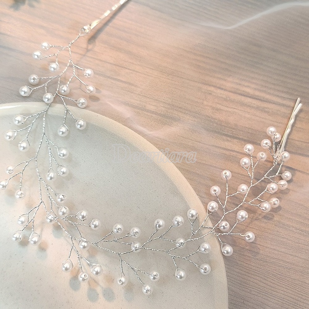 European and American Bride Headdress White Transparent Imitation Pearl Hairpin Handmade Wedding Wedding Jewelry Dress Hair Accessories