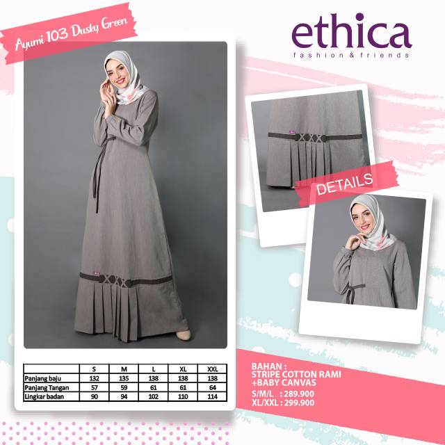 Gamis Ethica Ayumi 103 Dusky Green