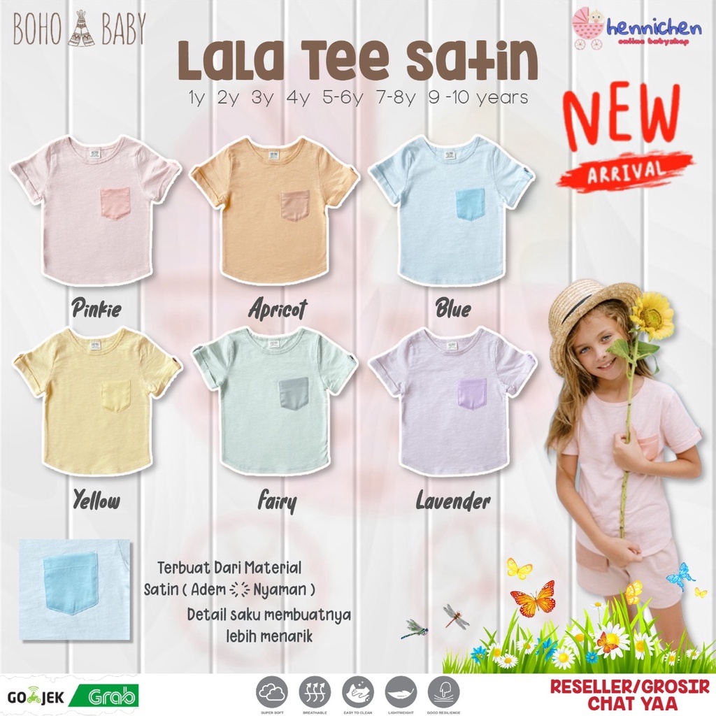 BOHOPANNA LALA TEE SATIN BAJU ANAK BOHO BABY ATASAN ANAK PEREMPUAN 1 - 10 TAHUN