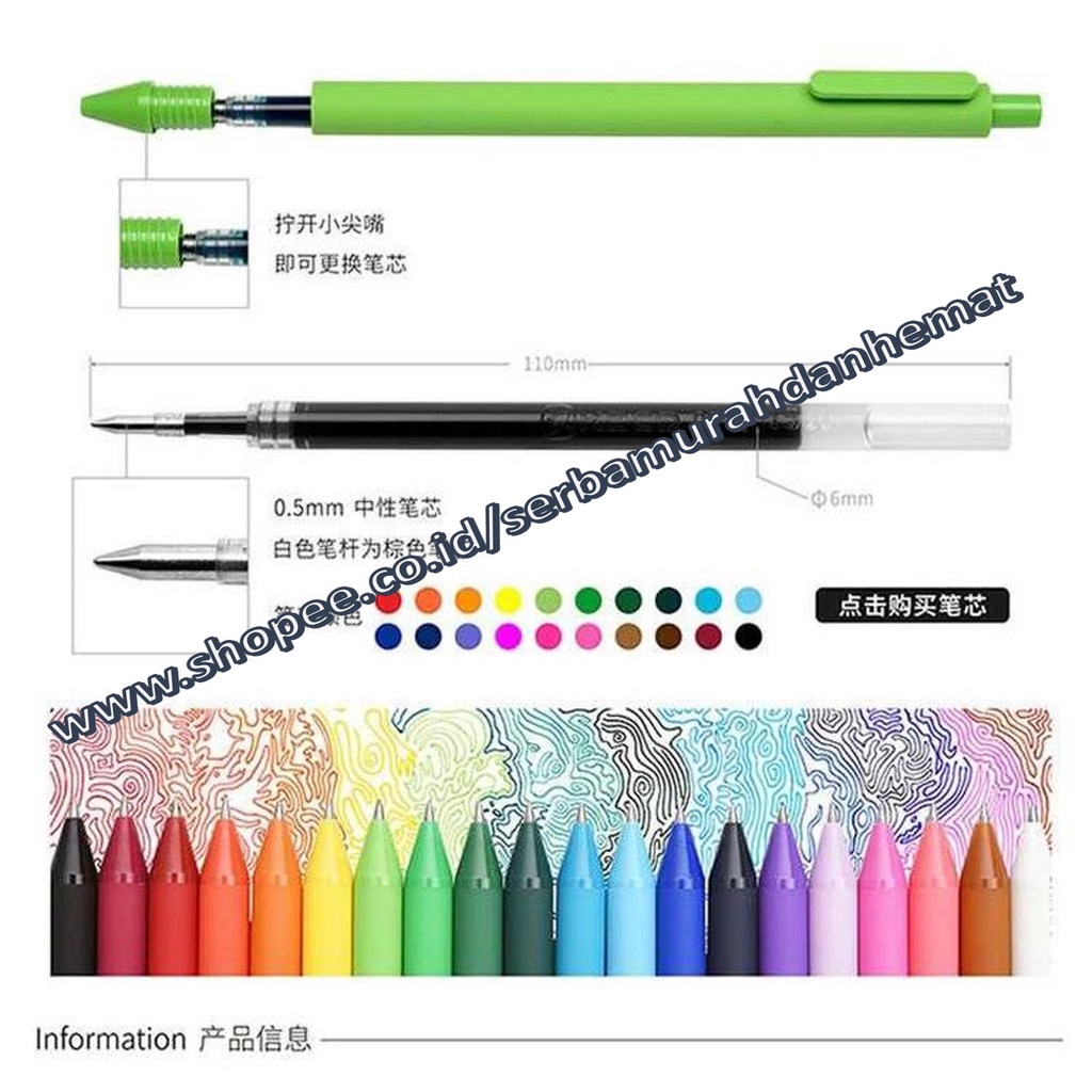 Pena Pulpen Bolpoin 0.5mm 20PCS ORIGINAL KACO PURE Candy Gel Pen