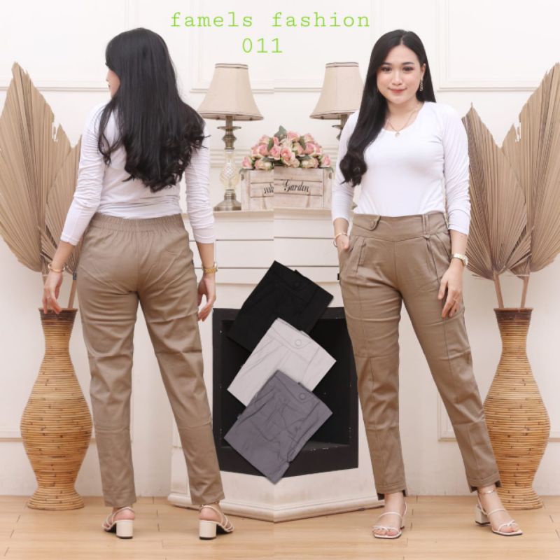 Celana panjang wanita famels / baggy pants twill combed / celana kantor wanita / celana katun twill combed