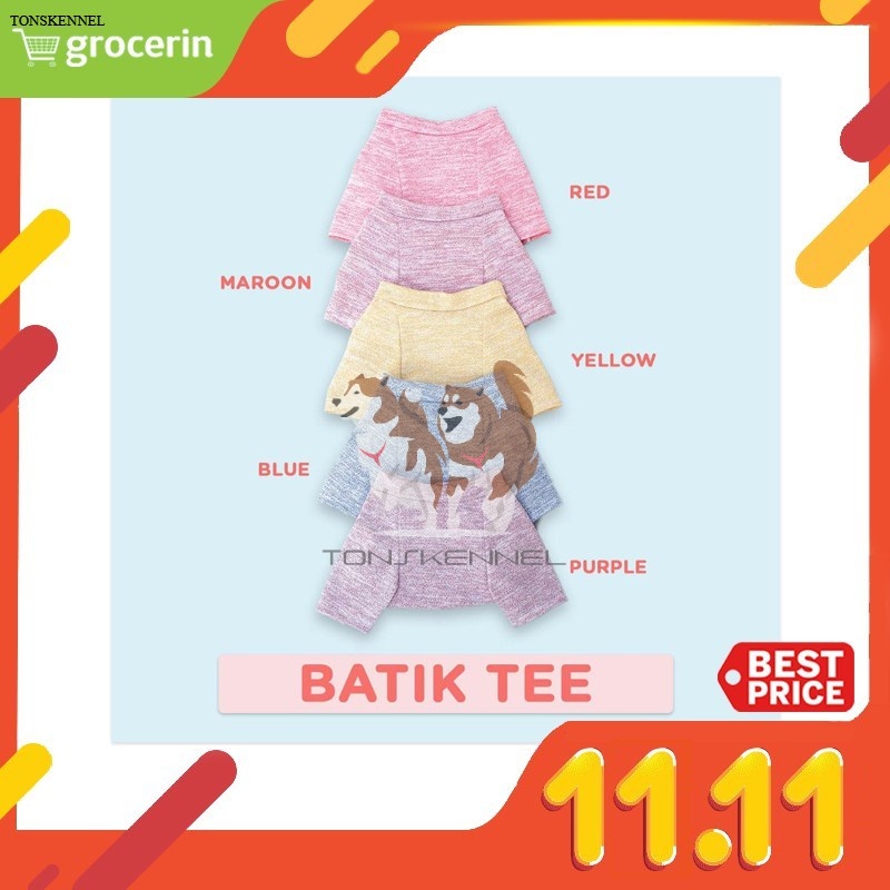 Baju Anjing Kucing Monyet Kaos Kostum Shirt Hewan Pet Lucu &quot; Batik Tee &quot; Murah Premium