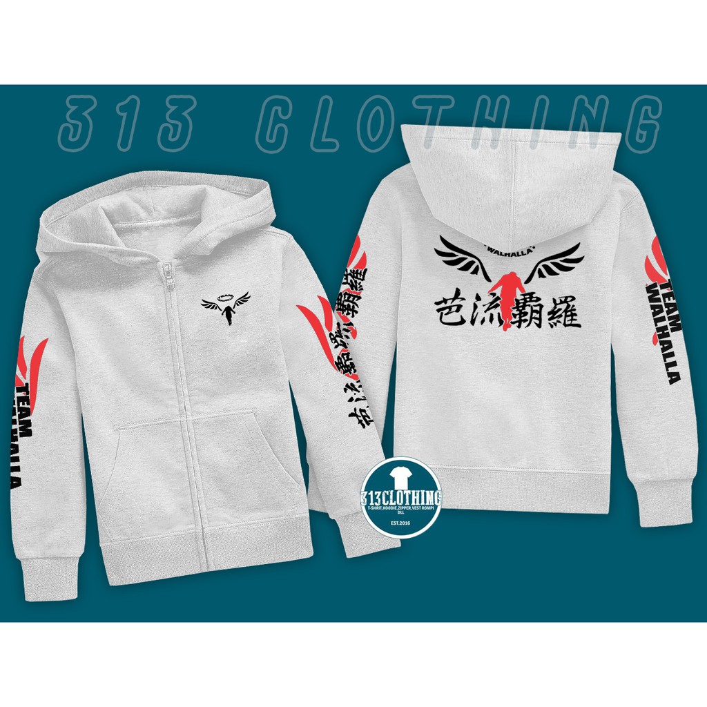 Jaket Anak Hoodie Zipper Anak Tokyo Revengers Valhalla Team Walhalla Tokyo Manji Jaket Anime Anak