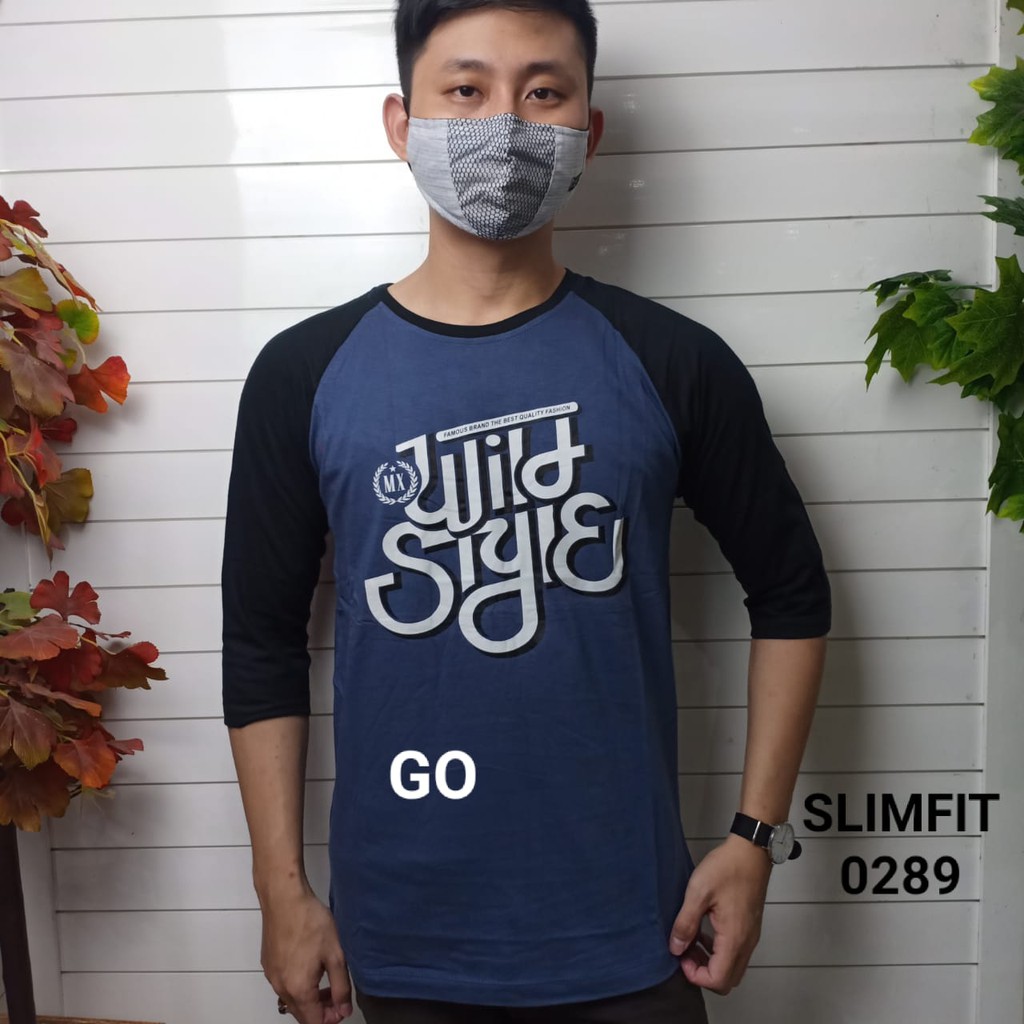 gof MAXMILLIAN KAOS Panjang 3/4 (Slimfit) Pakaian Pria Atasan Kaos Oblong Original Lengan Panjang