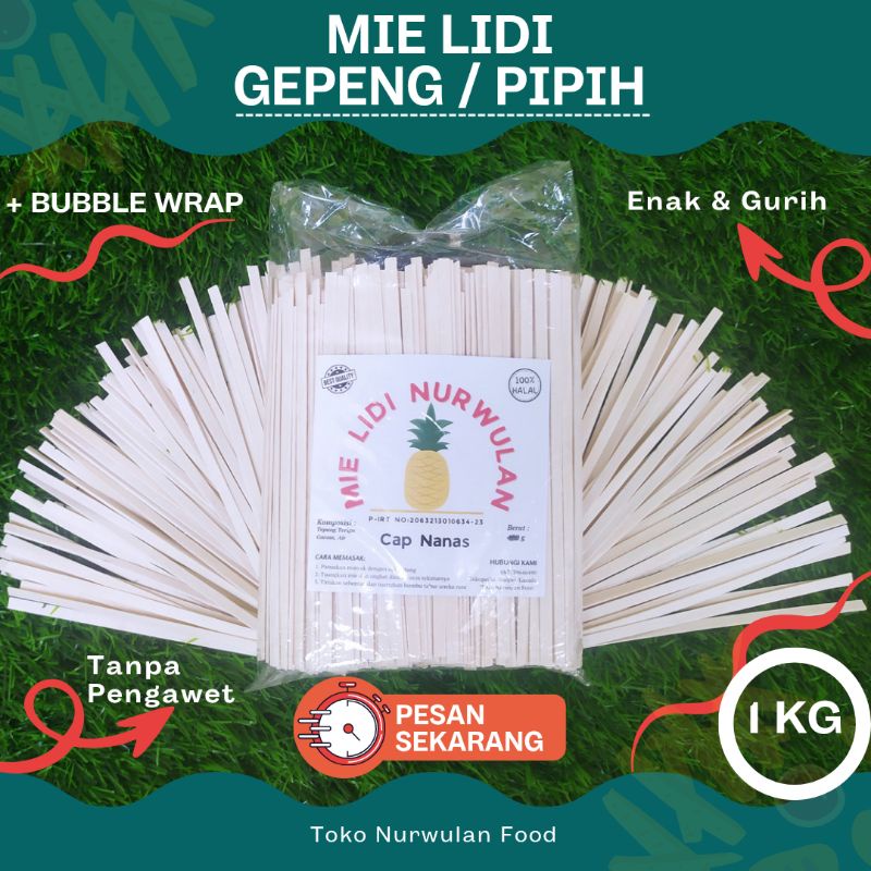 

Nurwulan | Mie Lidi Gepeng /Pipih Mentah 1 KG + Bubble Wrap