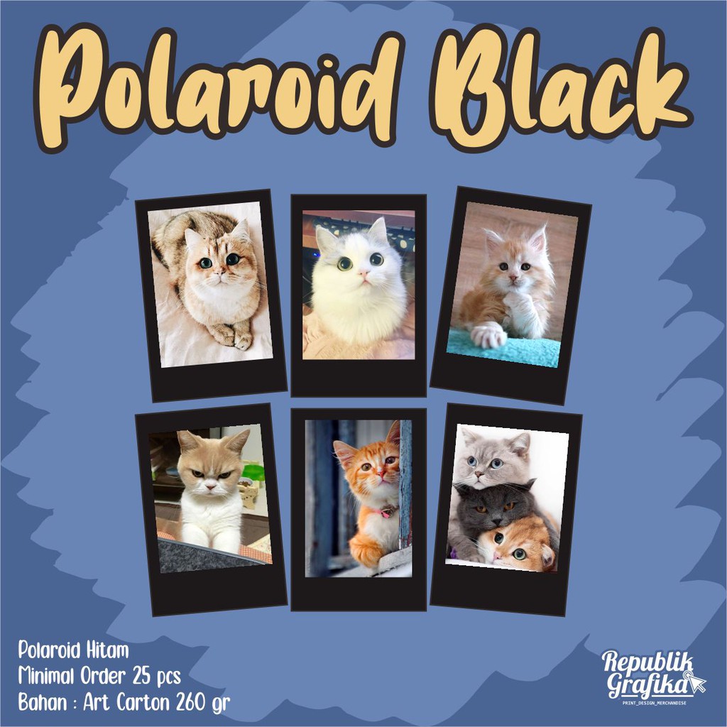 CETAK POLAROID BLACK CUSTOM, SIZE 2R, BAHAN AC 260 BERKUALITAS - PRE ORDER