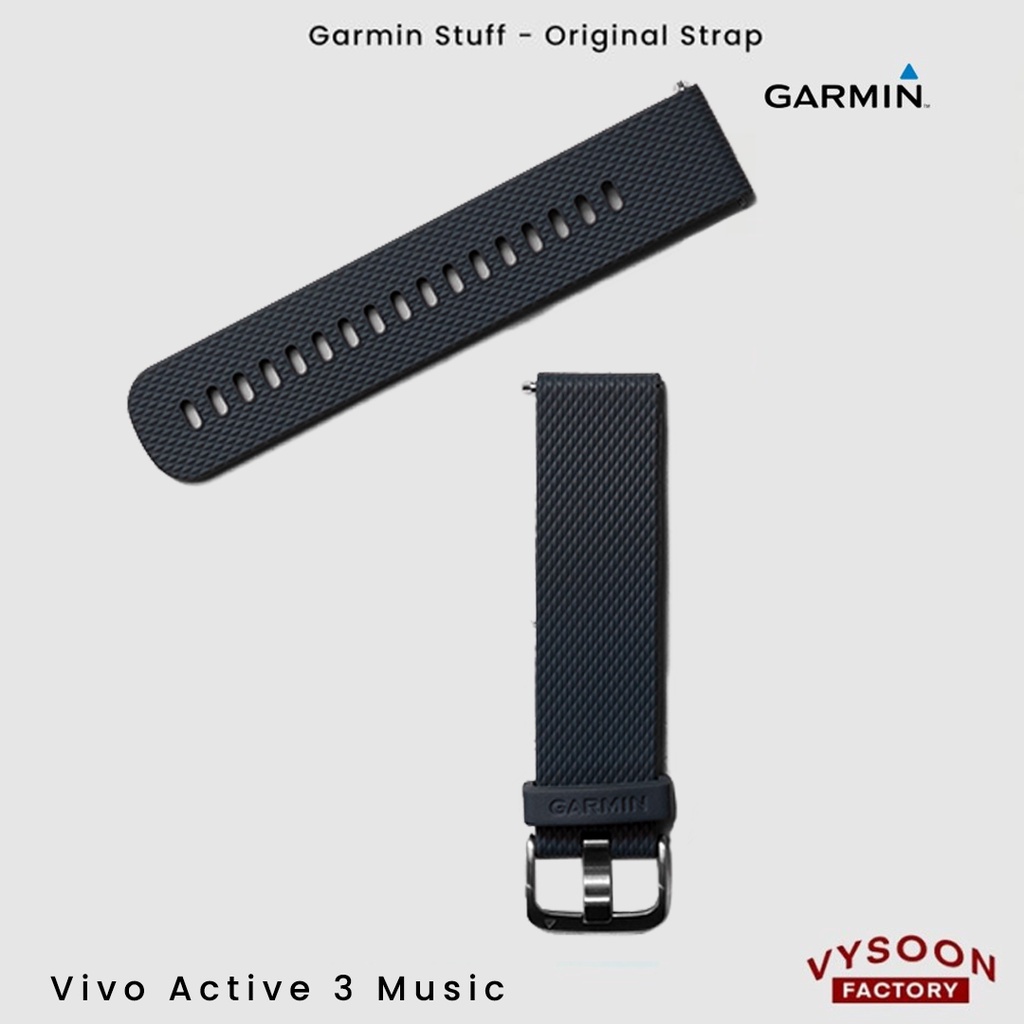 Strap Rubber Smartwatch Garmin Vivo Active 3 Music Original - Black