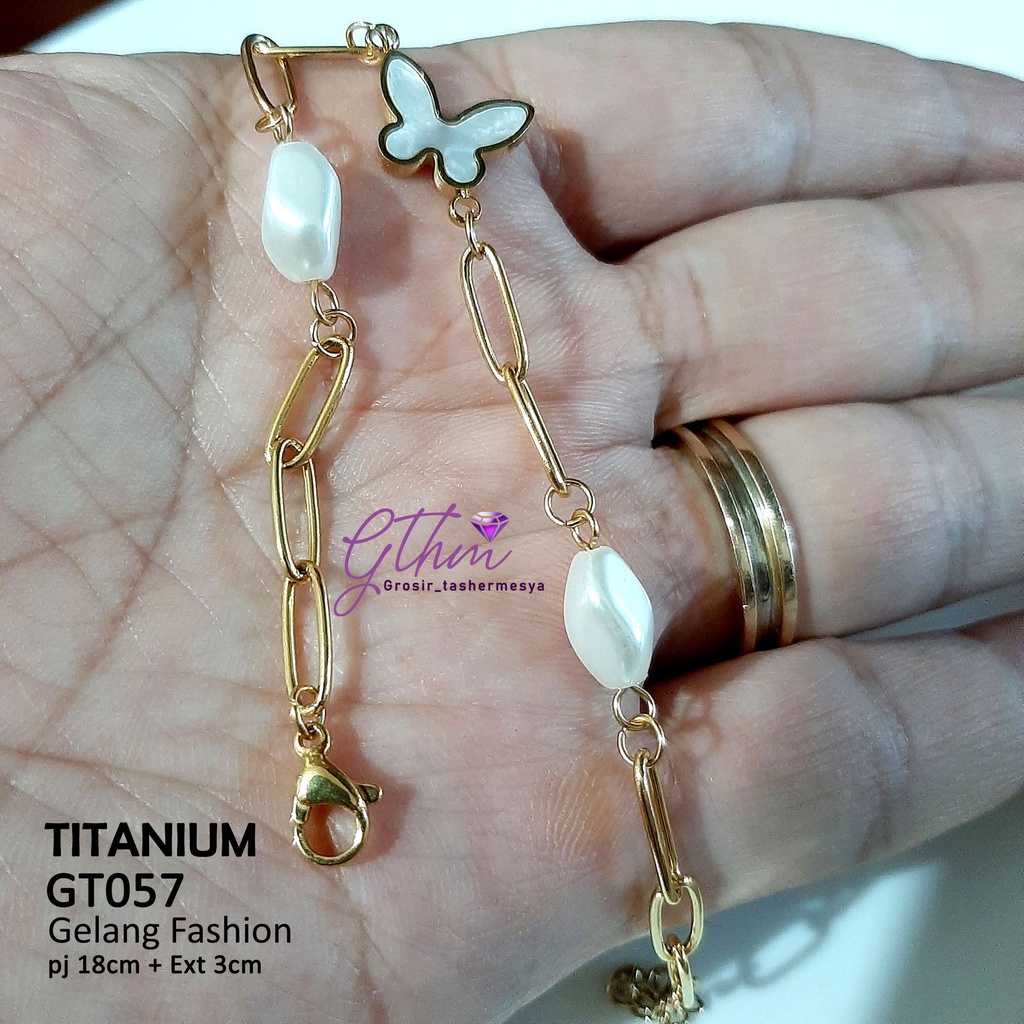 Gelang Titanium Butterfly Rante Stainless Steel Perhiasan Fashion Import kualitas premium gt057