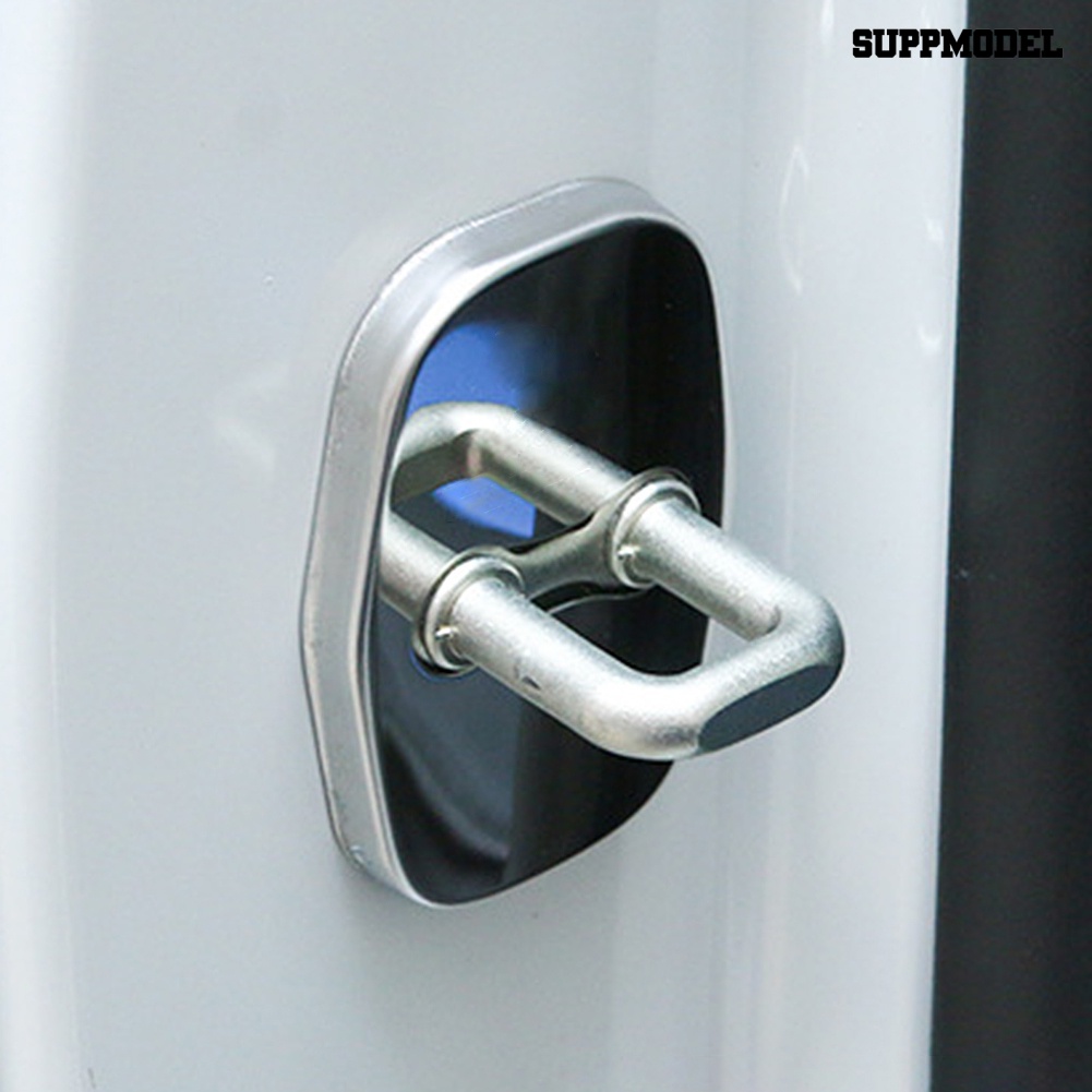 4pcs Stiker Cover Kunci Pintu Mobil Bahan Stainless Steel Untuk Peugeot 301 / 308 / 407 / 508