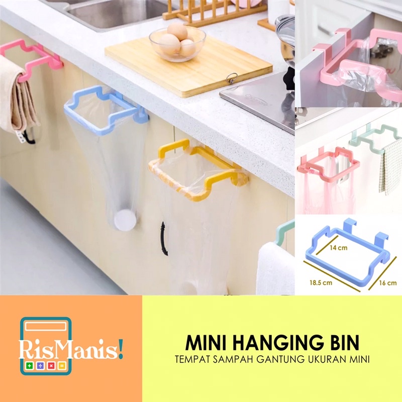 MINI HANGING BIN Gantungan Tempat Sampah Kecil Gantung Kresek Plastik Kantong Belanja Dapur Praktis