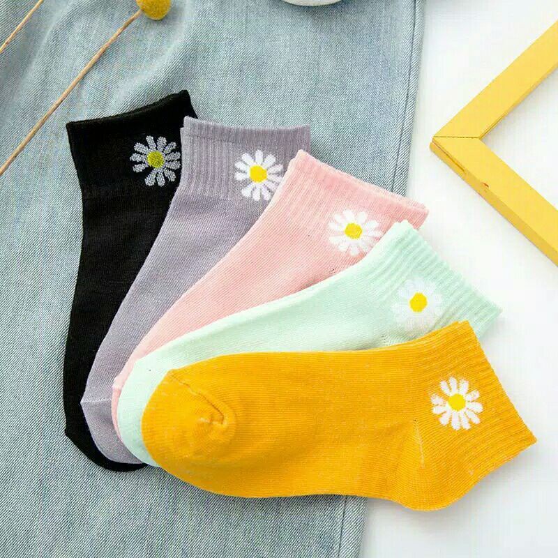 Kaos Kaki Motif Bunga Aster Cute Kaos Kaki Girl Imut Import Murah