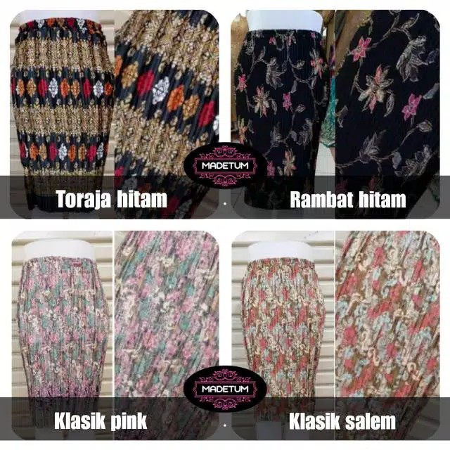 Rok pendek jumbo plisket valen midi skirt batik