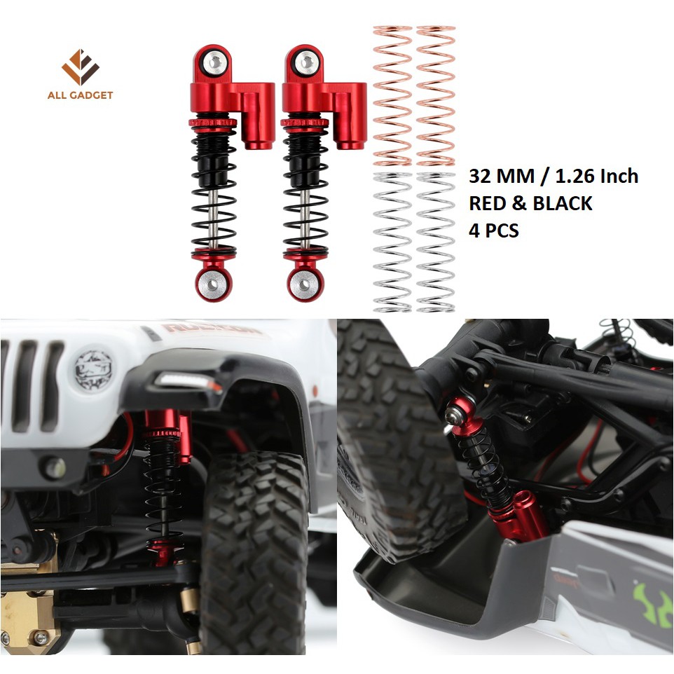4pcs Metal Alloy Shock Absorber 32mm 43mm Pigyback 1/24 for SCX24 RC Car Crawler