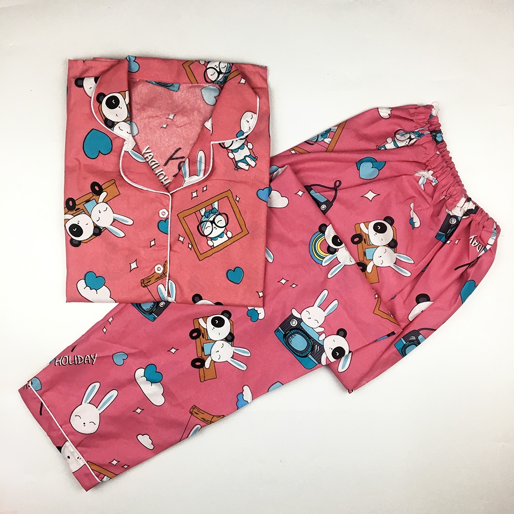 Baju Tidur Piyama Wanita Dewasa Setelan CP Motif Trendy-CPL RABIT HOLI PINK