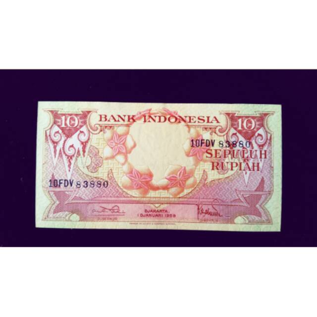 Uang kuno Rp 10 rupiah seri bunga tahun 1959 mahar nikah duit jadul frame mahar bingkai scrapbook