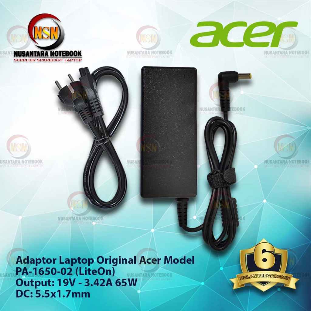 Adaptor Charger Laptop Original Acer 19V - 3.42A DC 5.5*1.7 LITEON For Laptop