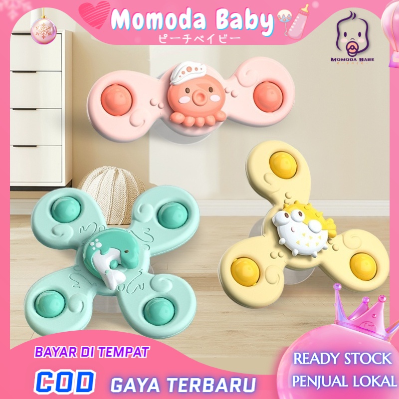 MOMO Mainan Fidget Spinner Anak Pop it Mainan Mandi Bayi Spiner Putar Mainan Genggam Sensor Motorik Bayi/ mainan bayi 3 bulan