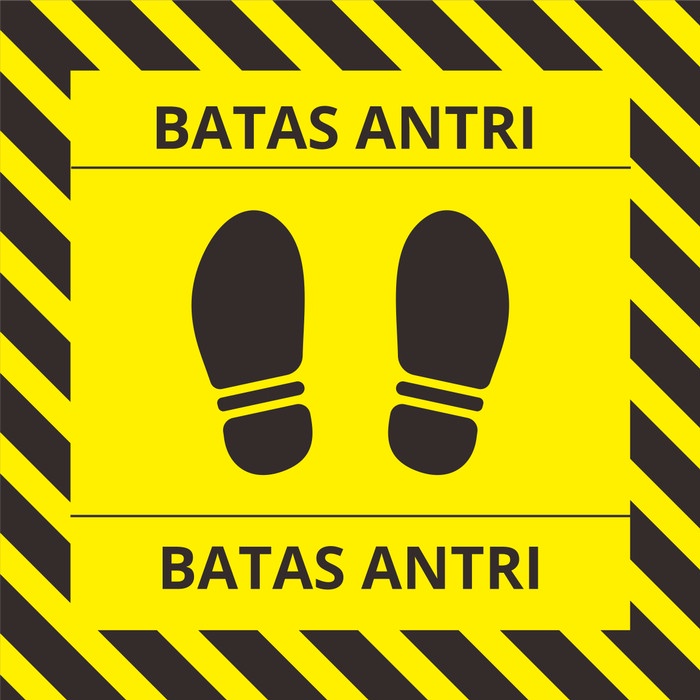 

stiker batas antri (stiker vynil Laminasi laminasi glossy) 30 x 30 cm