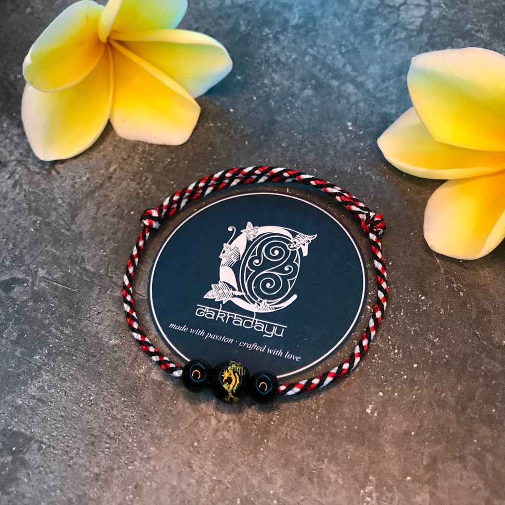 Gelang Tridatu Batu Onyx Naga Emas Ukir asli khas Bali Original