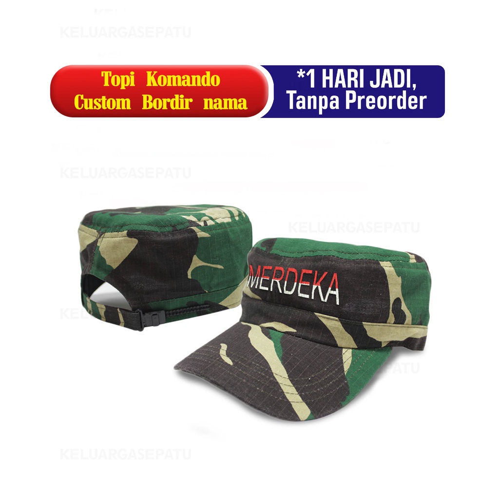 TOPI KOMANDO BORDIR NAMA CUSTOME SATUAN TOPI KOMANDO BORDIR SATUAN TOPI BORDIR LOGO NAMA DEWASA