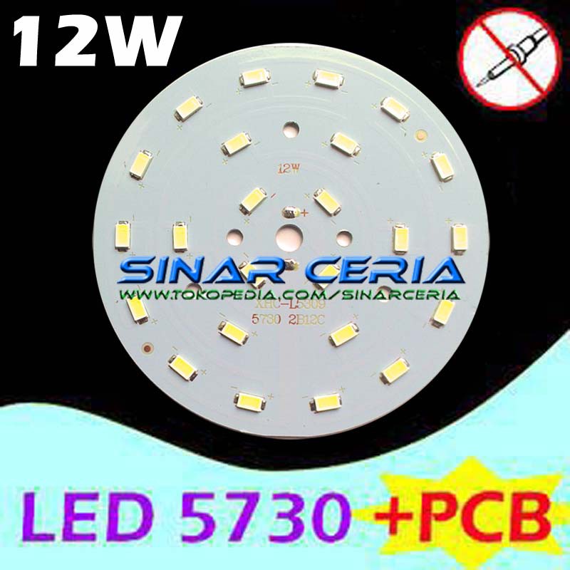 12W LED 5730 SMD Putih + PCB Heatsink Aluminium paket siap pakai