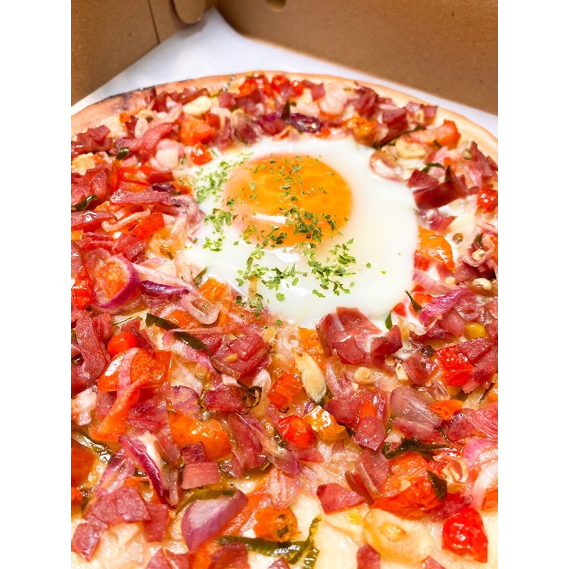 

Beef Sambal Matah with Omega 3 egg Pizza