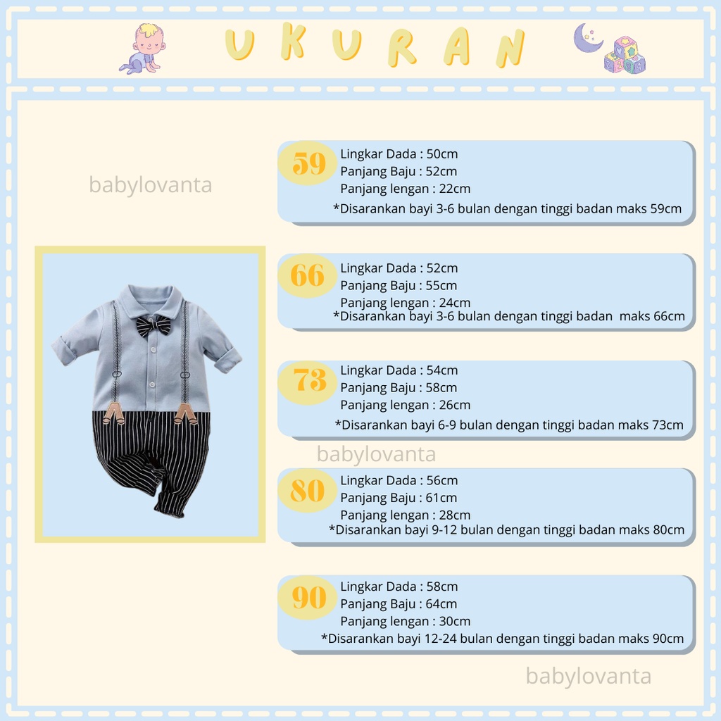 BABYLOVANTA - JUMPER BAYI LAKI-LAKI / JUMPER TUXEDO BIRU MUDA / 856 baju bayi laki laki baju bayi tuxedo import korea