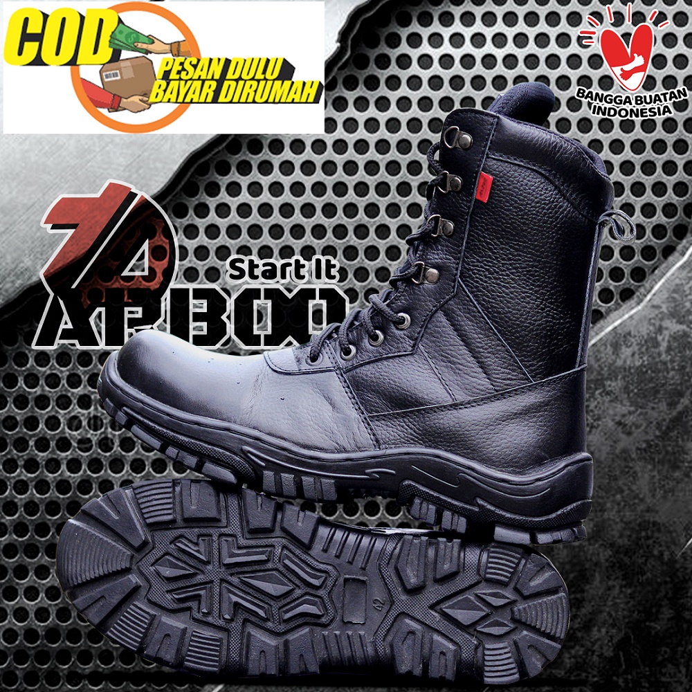 SEPATU PDL TNI AD POLRI SATPAM RESLETING JATAH SAFETY SOLE KULIT SAPI ASLI UJUNG BESI