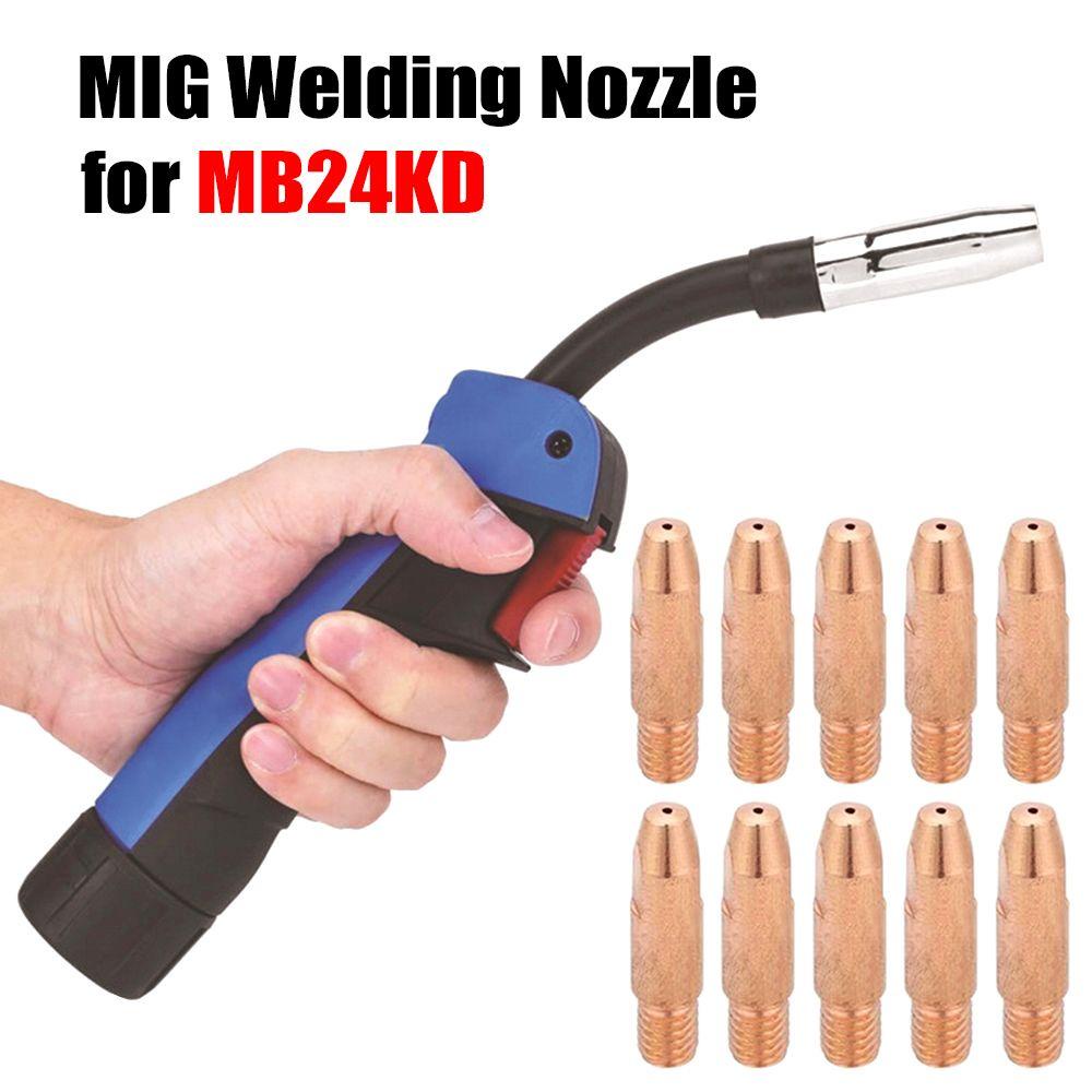 Solighter 10pcs MIG Welding Nozzle 0.8mm/1.0mm/1.2mm Holder Kit Untuk MB24KD 24KD Torch Consumables