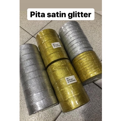 

Pita Satin Glitter / Pita satin untuk Hiasan Souvenir Hadiah Gift Hampers Dus Box Kado