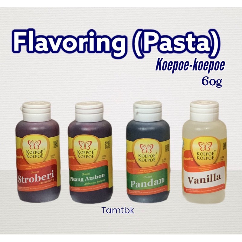

Pasta / Flavoring Strawberry / Pandan / Vanilla / Pisang Ambon Koepoe Koepoe 60ml