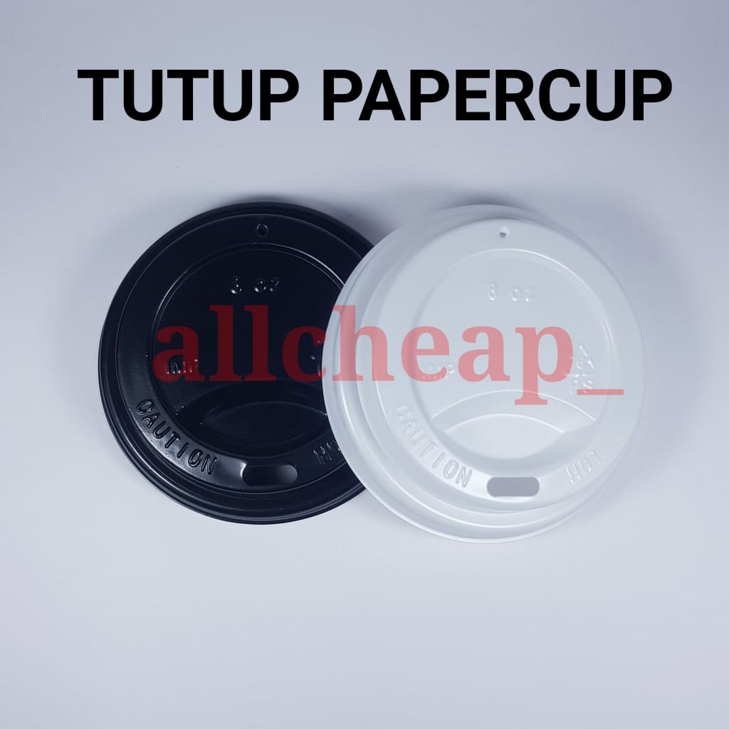 ISI 50pcs Tutup Gelas Kertas Kopi Panas Teh Stirrer Lid Papercup 8oz Hot Coffe