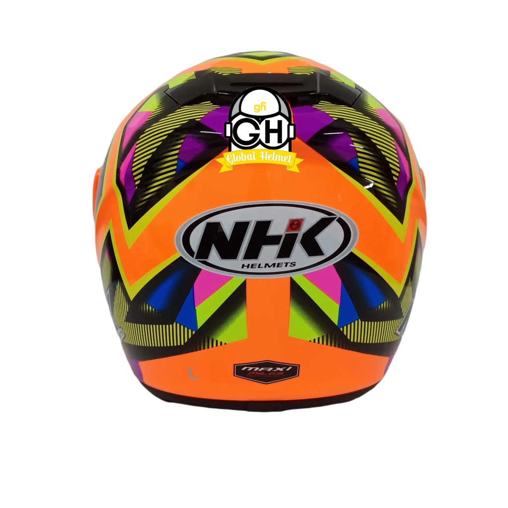 Helm NHK R7 Aurora Orange Flo Half Face Single Visor Rainbow - Helem Motor SNI DOT Touring Dewasa Pria Wanita Cewek Cowok Helmet Keren Terbaru Original