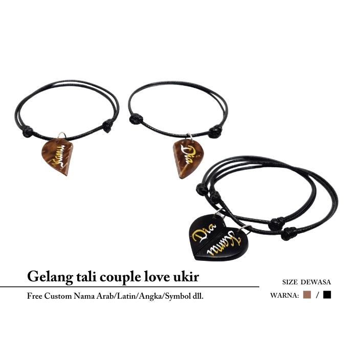 Gelang tali couple love harga sepasang 2pcs kaokah kokka kaukah koka kauka kaoka kokah kokkah