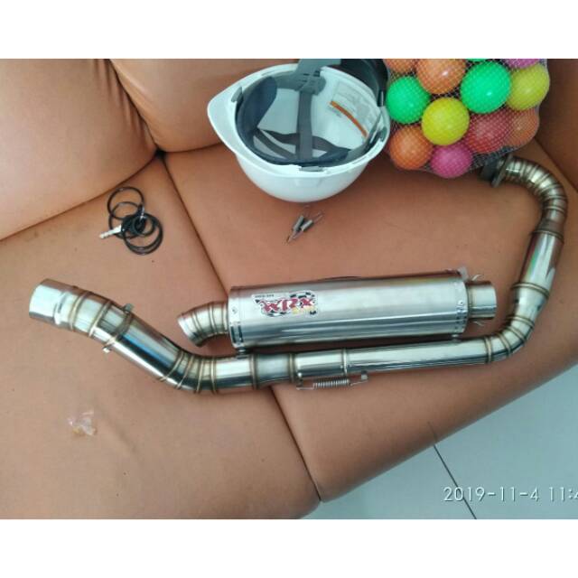 Knalpot bulat SCORPIO Z.LEHER STENLIS FULL CACING POWER BOOM