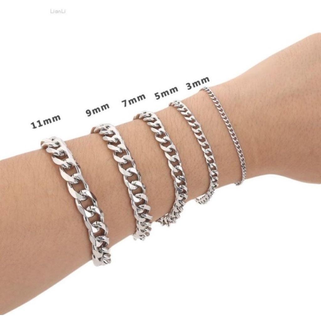 GELANG TITANIUM STANLEES STELL PRIA WANITA COWO CEWE MODEL RANTAI ANTI KARAT TIDAK LUNTUR