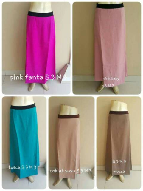 Rok pola A line rok kerja pinggang karet-3