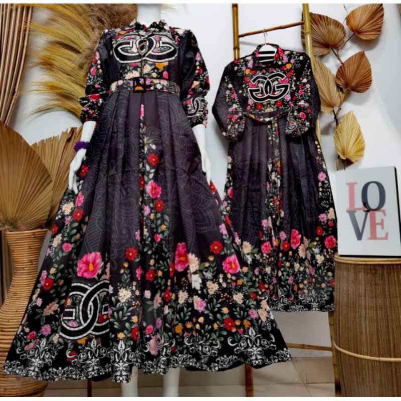 Gamis couple SHR  GG terbaru 2021 Gamis moscrep premium Gamis ibu dan anak