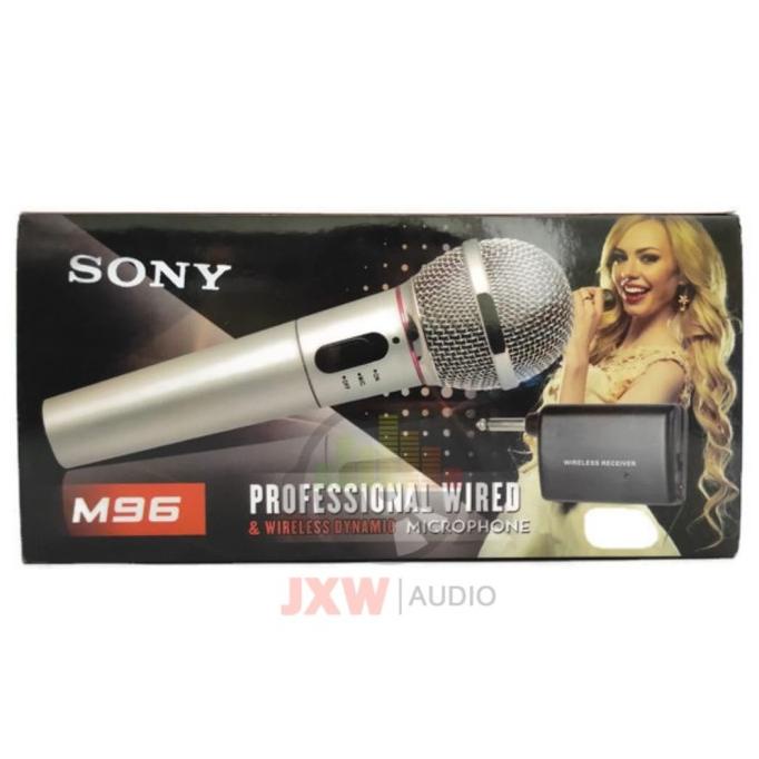 Microphone Sony M96 Mik Karaoke/Mikrofon/Mic Single Wireless Dan Kabel