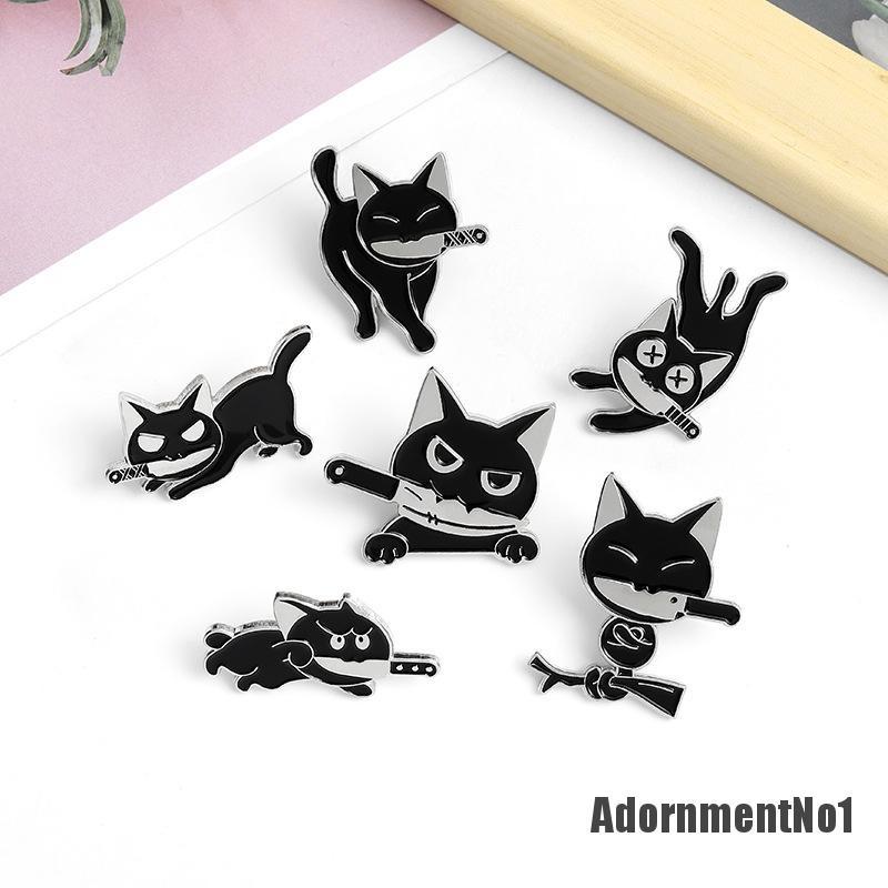 (Adornmentno1) Bros Pin Enamel Desain Kartun Kucing Hitam