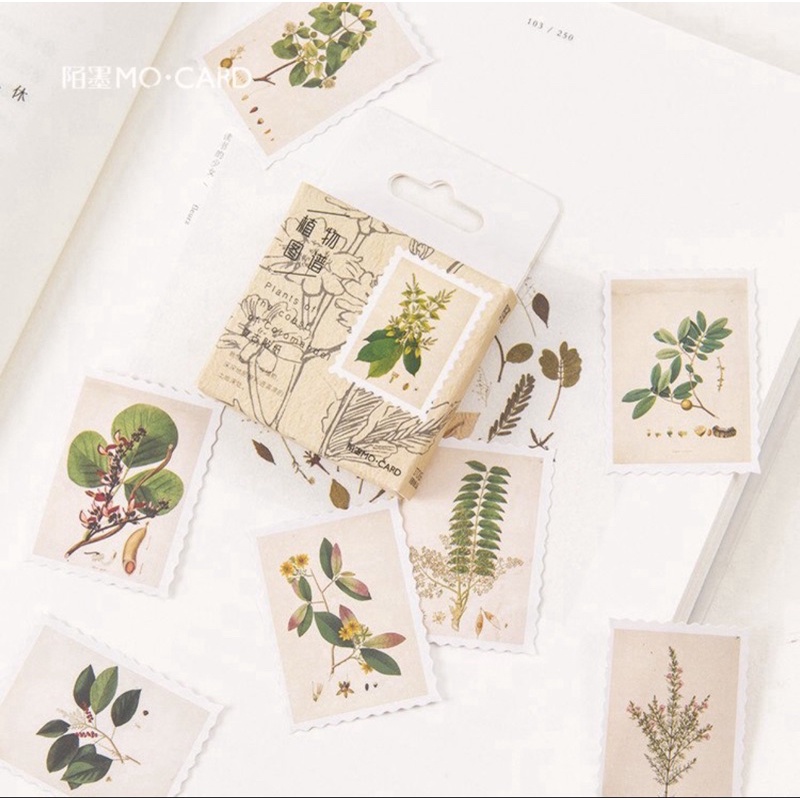 (45 PCS) STICKER AESTHETIC CUTE BOX STIKER LUCU MURAH BINATANG ORANG BUNGA SCRAPBOOK STIKER HP-Plant stamp