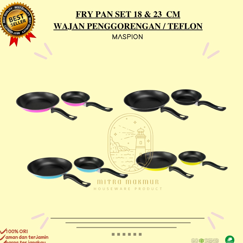 NEW!! 1 SET WAJAN PENGGORENGAN / TEFLON FRY PAN 18-23 CM FANCY MASPION