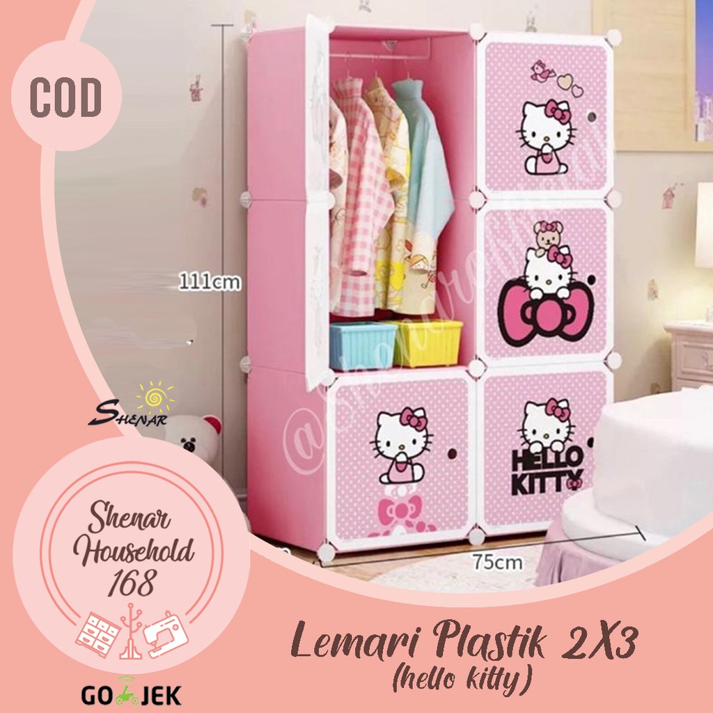 SHENAR LEMARI PLASTIK  6 PINTU / LEMARI PORTABLE / GANTUNGAN / LEMARI ANAK / KARAKTER - BISA COD