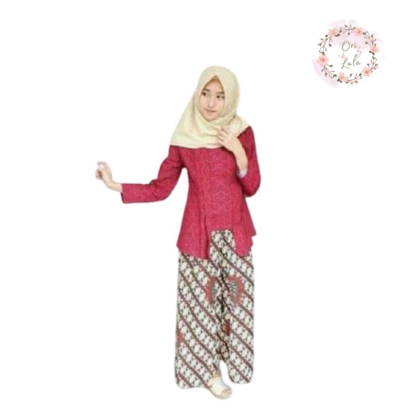 Oneset Kebaya Kulot Parang Garudo Kutubaru Emboss Set Vintage Kartini Modern