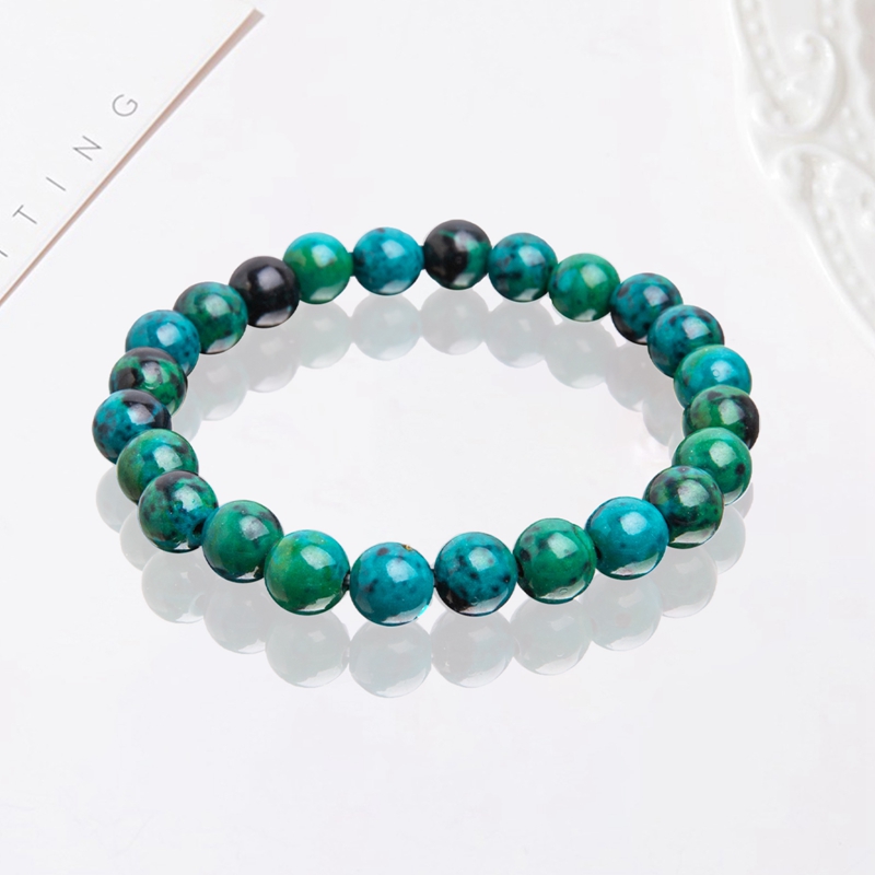 Diabetes Relief Chrysocolla Bracelet 8mm Smooth Polished Round Shape Bracelet Healing Gemstone Beads Birthstone