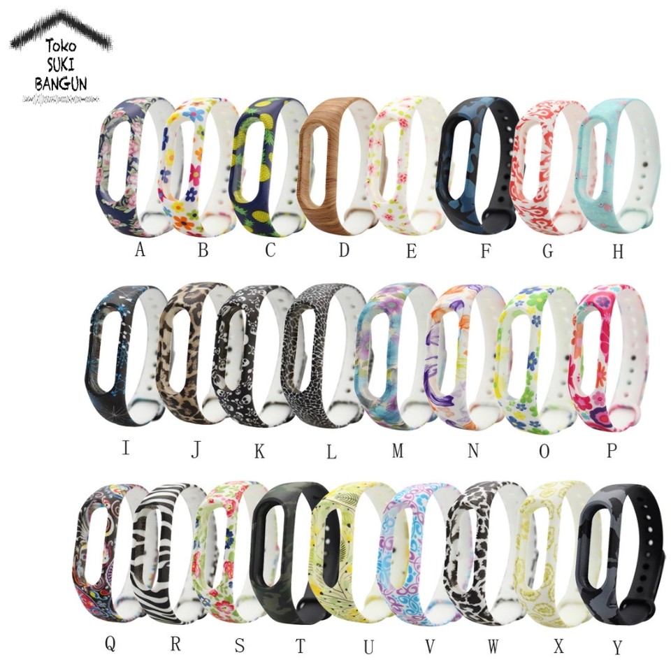 TALI JAM Xiaomi Mi Band 2 Silicone Rubber PRINTED Watch Strap Band