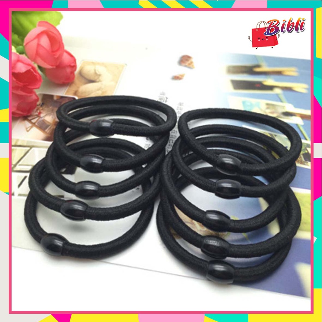 Ikat Rambut Korea Simple Hitam Polos Kunciran Rambut 𝘽𝘽 284